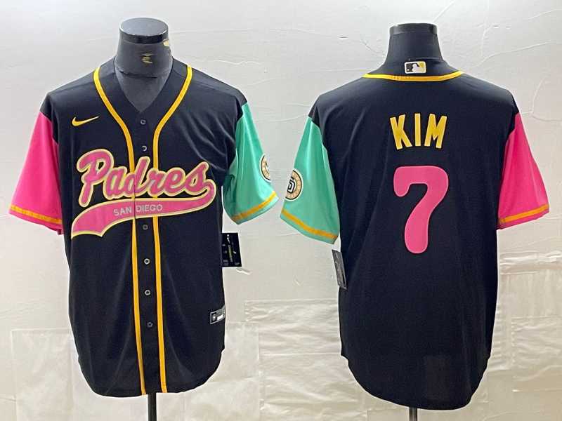 Men's San Diego Padres #7 Ha Seong Kim Black NEW 2023 City Connect Cool Base Stitched Jerseys,We sell and wholesale Men's San Diego Padres #7 Ha Seong Kim Black NEW 2023 City Connect Cool Base Stitched Jerseys on line form chian!